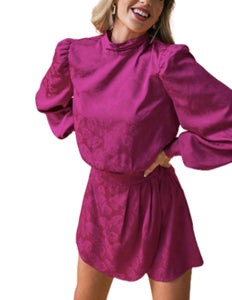 Fuschia Long Sleeve Romper