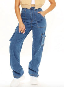 Medium Wash Bonita Cargo Jeans