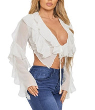 Load image into Gallery viewer, Jessa Ruffled White Long Sleeve Top