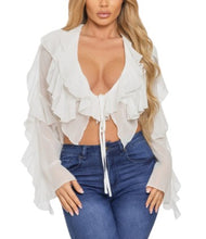 Load image into Gallery viewer, Jessa Ruffled White Long Sleeve Top