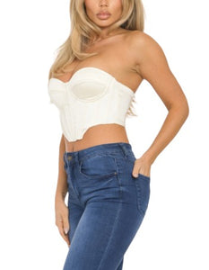 White Bella Satin Bustier Top