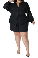 Load image into Gallery viewer, Black Floral Julia Twopiece Long Sleeve &amp; Short Set