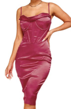 Load image into Gallery viewer, Burgundy Satin Dress