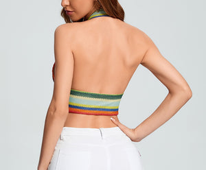 Multicolored Striped Halter Top